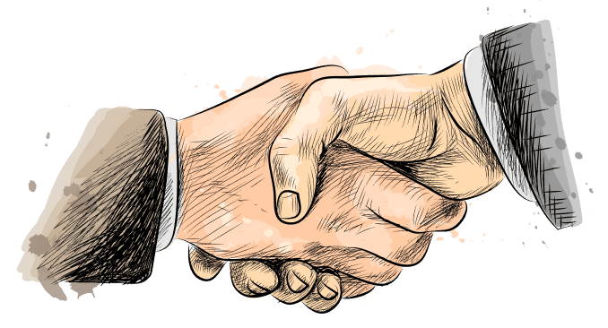 Two business partners shaking hands