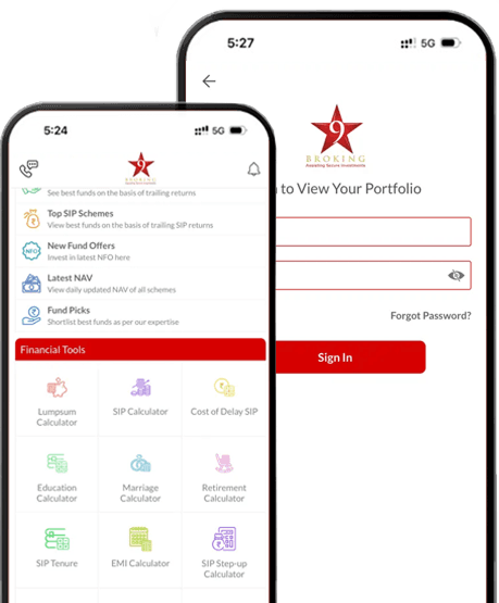 9Star Wealth portfolio management and investment tracking mobile app mockup